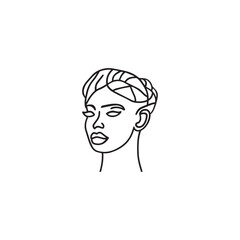 person with a hand drawn line art logo