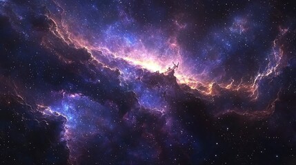 Naklejka premium A Cosmic Orchestra Playing Among The Stars, Nebulae Swirling As The Music Flows Through Space