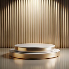 Golden Stage Podium with Abstract Background