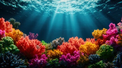 Fototapeta premium A Dreamy Underwater Realm Where Coral Reefs Hum With Soft, Ambient Tones
