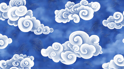  Cloud and Sun Pattern in a Blue Sky Illustration