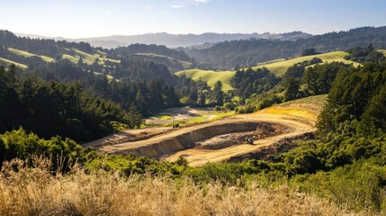 Naklejka premium Construction Site in the Rolling Hills