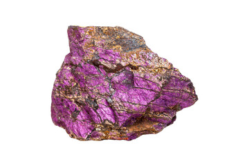 purpureus mineral stone, (purple) purpurite in the breed a white background close up
