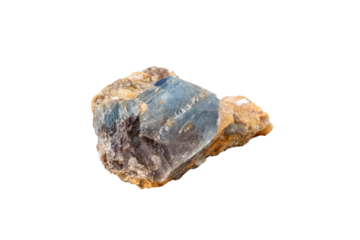 Corundum in rock mineral stone a white background close up