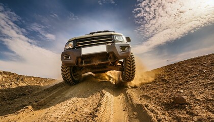 Power and Durability: Off-Road Vehicle Conquers Steep Rocky Hill