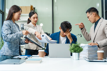 Stressed business person in a demanding career struggles with emotional burnout, overwhelmed by tasks and deadlines. exhausted and frustrated, seeking moment of relief amid her challenging workload.