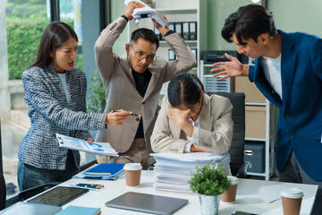 Stressed business person in a demanding career struggles with emotional burnout, overwhelmed by tasks and deadlines. exhausted and frustrated, seeking moment of relief amid her challenging workload.