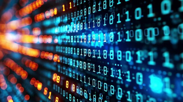Abstract digital data background with binary code highlights the concept of technology