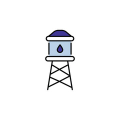 Water Tower icon design with white background stock illustration