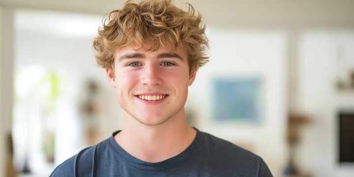 A close-up portrait of a young white man wearing a casual t-shirt, with a blurred background.