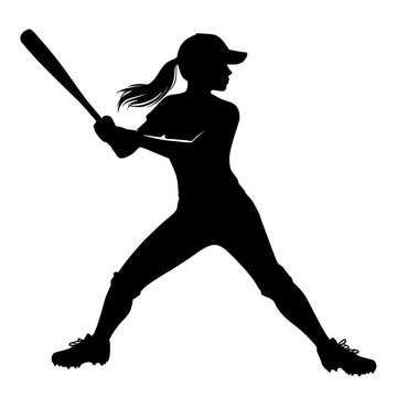 recommend clip art: softball player girl silhouette vector