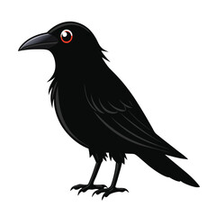 Black Vector Illustration of a Crow on a White Background