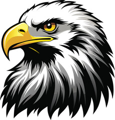 Black Vector Illustration of a Bald Eagle on a White Background