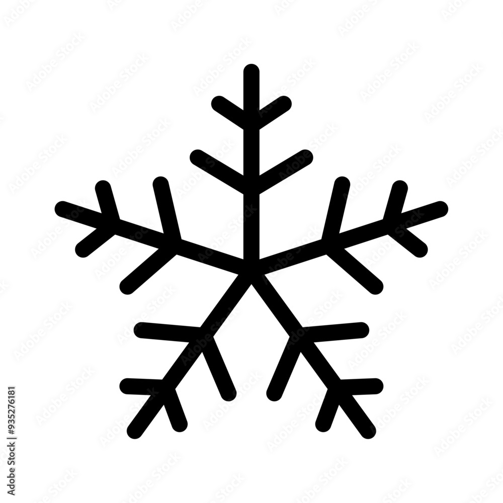 Poster Snowflake outline icon isolated on transparent background. Editable stroke vector element for Christmas and New Year design.