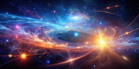 Naklejka premium Abstract cosmic nebula with glowing lines and stars, cosmic, nebula, abstract, flowing, lines, glowing, stars, space