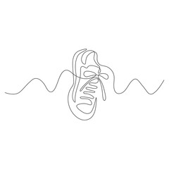 Shoes sneaker outline drawing vector, Sneakers drawn in a sketch style, black line  trainers template outline, vector Illustration.