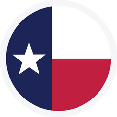 Flag of Texas. Circle icon on transparent background. Vector illustration, EPS10