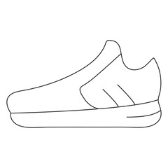 Shoes sneaker outline drawing vector, Sneakers drawn in a sketch style, black line  trainers template outline, vector Illustration.