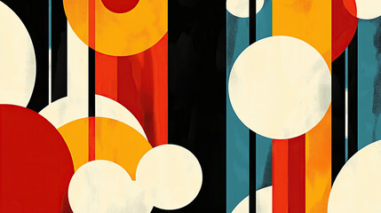 Abstract retro poster with geometric shapes and circles