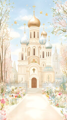 Obraz premium Orthodox church, winter landscape