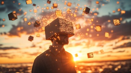 A conceptual image representing freedom of mind and unconventional thinking, symbolizing the ability to think outside the box
