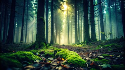 Moody Silhouettes Dark Forest Floor Low Angle Shot Muted Green Tones High Contrast Moody Landscapes Lonely Journey Bittersweet Freedom