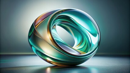 Abstract rendered glass sculpture , translucent, modern, design, geometric, shiny, reflection, digital, art