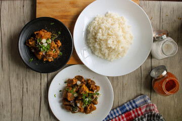 Pork curry. Dry pork curry cooking  with spices and herbs.