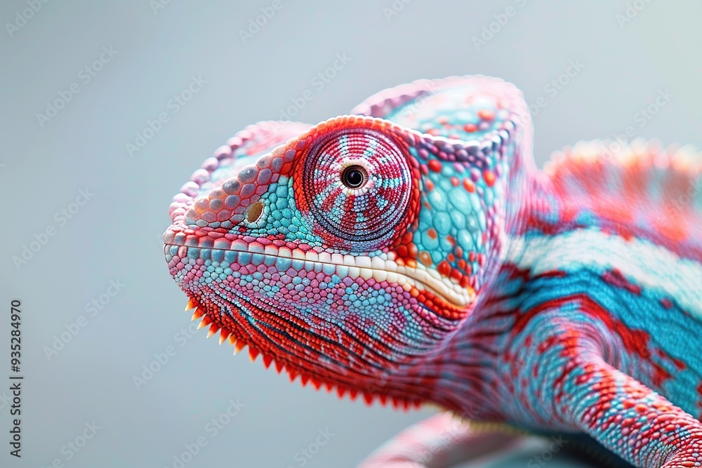 Sticker close-up of a vibrant chameleon