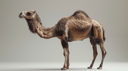 Camel Portrait on a Neutral Background