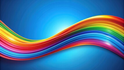 Abstract rainbow wave flowing on a vibrant blue background, rainbow, wave, abstract, colors, vibrant, blue, background
