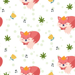 colorful and cute fox pattern design