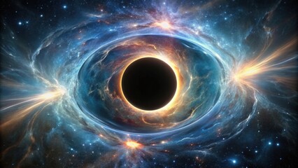 A detailed description A mesmerizing of a black hole swallowing light and matter