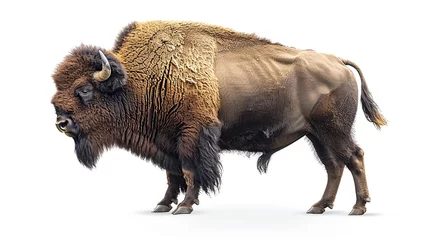 Fotobehang A Bison Standing on a White Background © We3 Animal