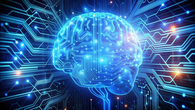 A futuristic illustration of a brain with glowing blue circuits and code streaming out, representing the process of deciphering and decoding complex information.