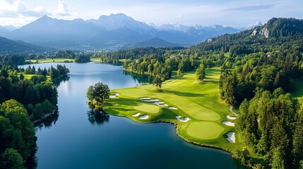 The Golf Course Bled in Slovenia is set against the stunning backdrop of the Julian Alps and the picturesque Lake Bled.