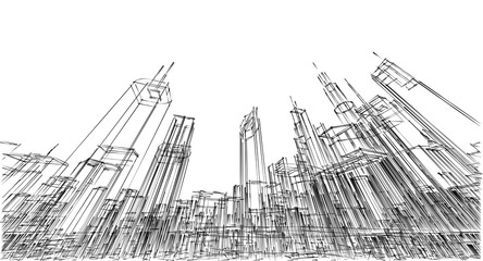 modern city panorama 3d illustration	

