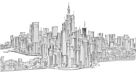 modern city panorama 3d illustration	
