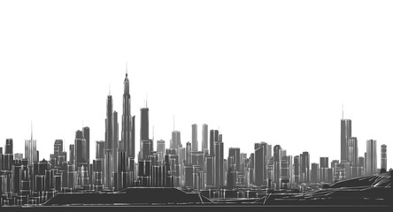 Fototapeta premium modern city panorama 3d illustration 