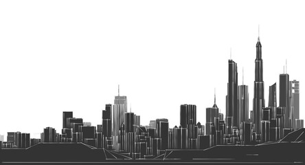 modern city panorama 3d illustration	
