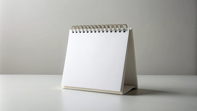 Blank paper desk spiral calendar mock up isolated on light gray background. rendering, calendar, mock up