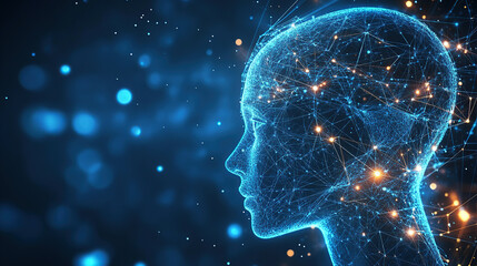 Obraz premium Abstract digital human head with an artificial intelligence concept