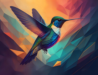 Obraz premium geometrischer fliegender Kolibri