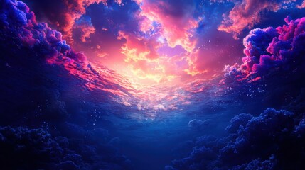 Obraz premium Marvelous Ocean Depths during Sunset with Vibrant Skies and Clouds