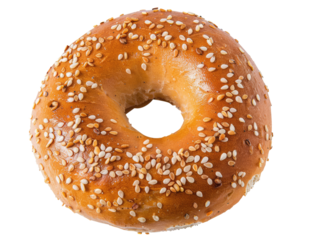 fresh bagel top view isolated on white or transparent png