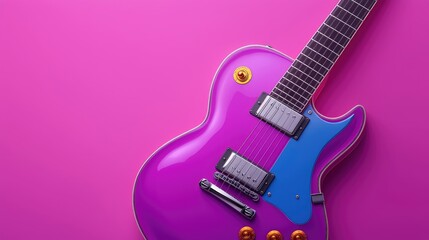 Classic Rock Guitar In 3D, Vibrant Colors Showcasing Musical Legacy 