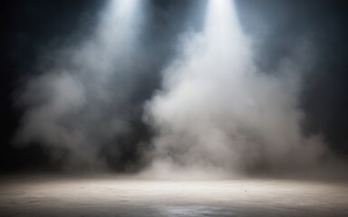 Stage with Spotlight and White Smoke, Creating Ethereal Atmosphe