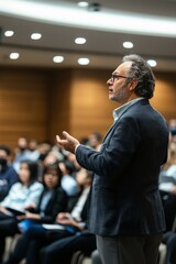 An industry veteran shares their experience and lessons learned in a lecture, with a focus on practical advice and expert