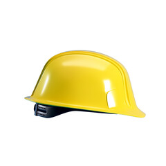 Fototapeta premium Yellow hard hat isolated on png background, 3d render. Yellow helmet cutout on transparent backdrop for Labour Day concept. 