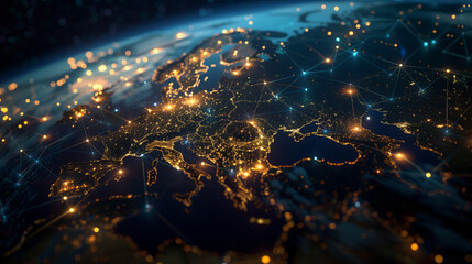 Global Network of Illuminated Cities on Earth Viewed from Space